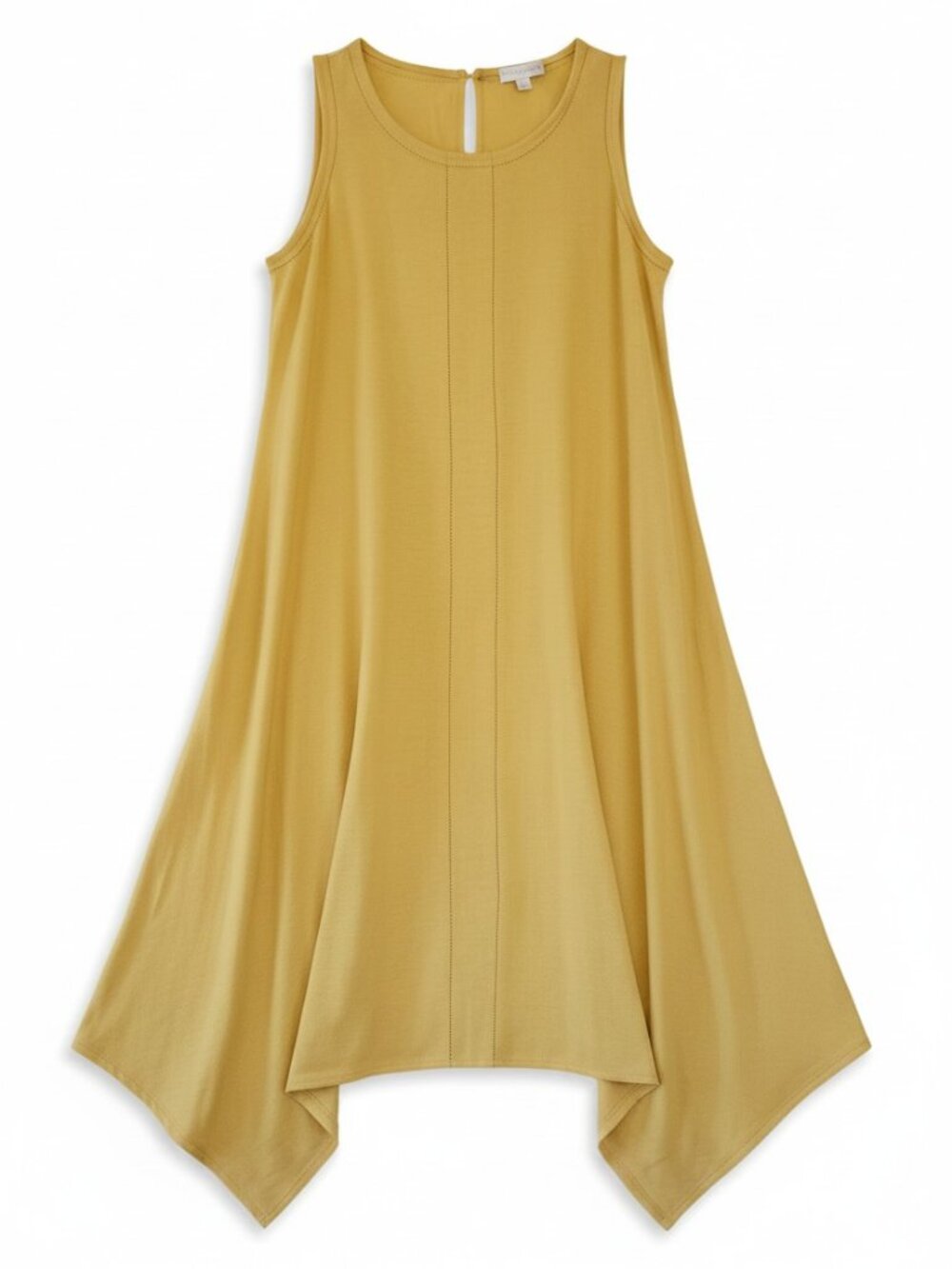 Cynthia Rowley Linen Sleeveless Handkerchief Hem Midi Dress Mustard Yellow Sz S